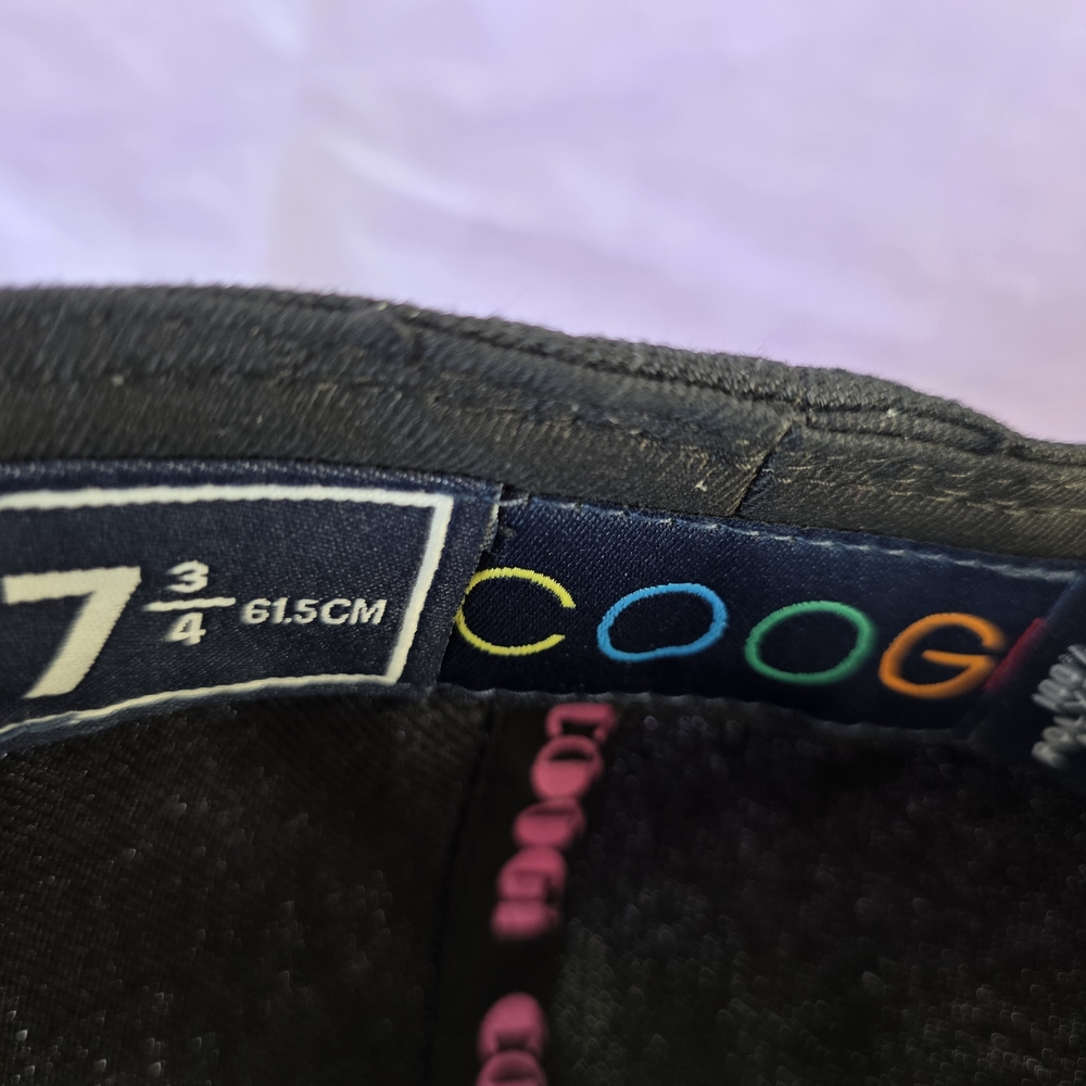 Coogi Black Fitted Cap with Multicolor Logo Multicolor Checker Pattern On Panels - Picture 3 of 6